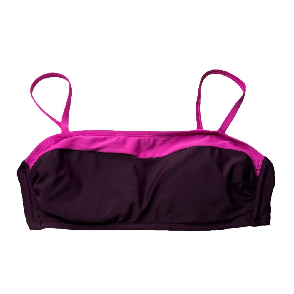 Kona Sol Burgundy Maroon and Hot Pink Bikini Top Swimwear Swim Size Medium NWOT